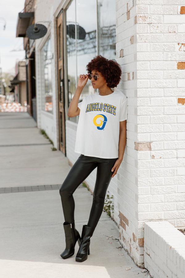 Gameday Couture ANGELO STATE RAMS AROUND WE GO SHORT SLEEVE FLOWY TEE