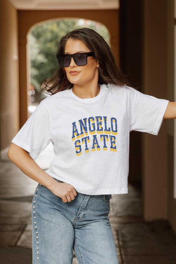 Gameday Couture ANGELO STATE RAMS CLAIM TO FAME BOXY FIT WOMEN'S CROPPED TEE