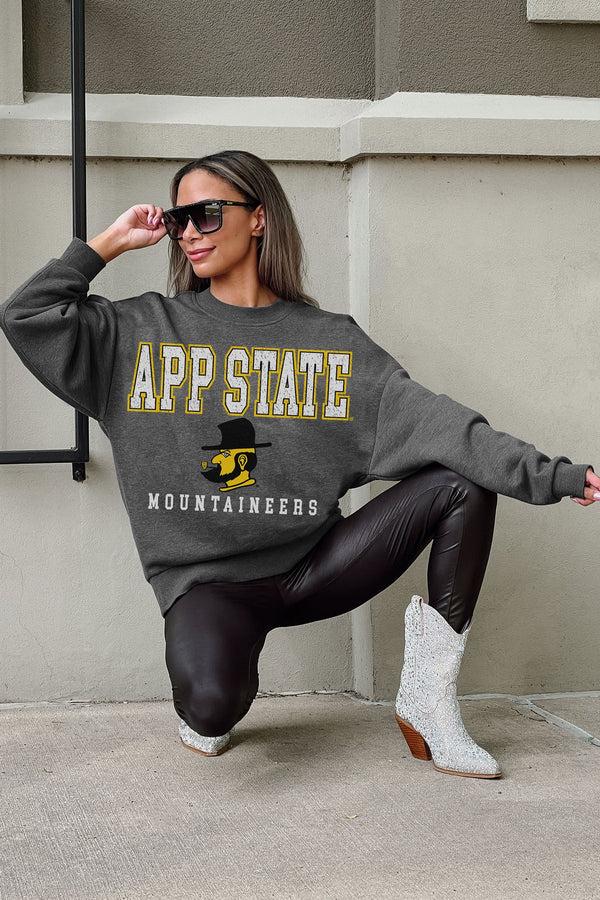 Gameday Couture APPALACHIAN STATE MOUNTAINEERS EASY STREET PREMIUM FLEECE DROP SHOULDER CREWNECK PULLOVER