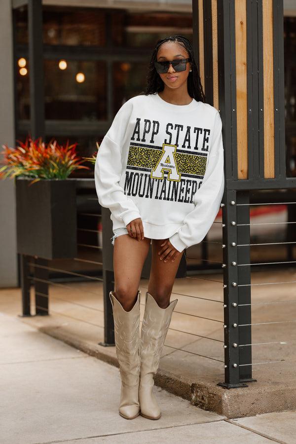Gameday Couture APPALACHIAN STATE MOUNTAINEERS FAIR CATCH PREMIUM FLEECE DROP SHOULDER CREWNECK PULLOVER