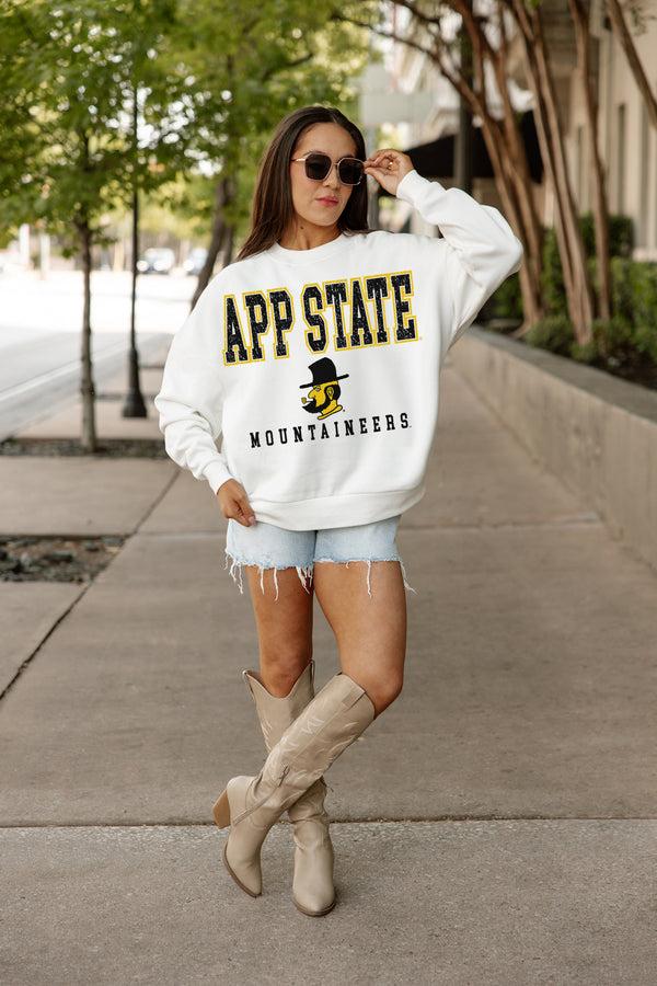 Gameday Couture APPALACHIAN STATE MOUNTAINEERS FREESTYLE PREMIUM FLEECE DROP SHOULDER CREWNECK PULLOVER
