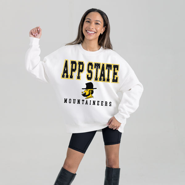 Gameday Couture APPALACHIAN STATE MOUNTAINEERS FREESTYLE PREMIUM FLEECE DROP SHOULDER CREWNECK PULLOVER