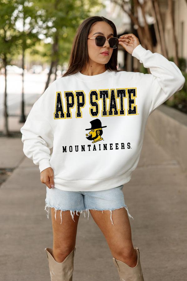 gameday couture APPALACHIAN STATE MOUNTAINEERS FREESTYLE PREMIUM FLEECE DROP SHOULDER CREWNECK PULLOVER