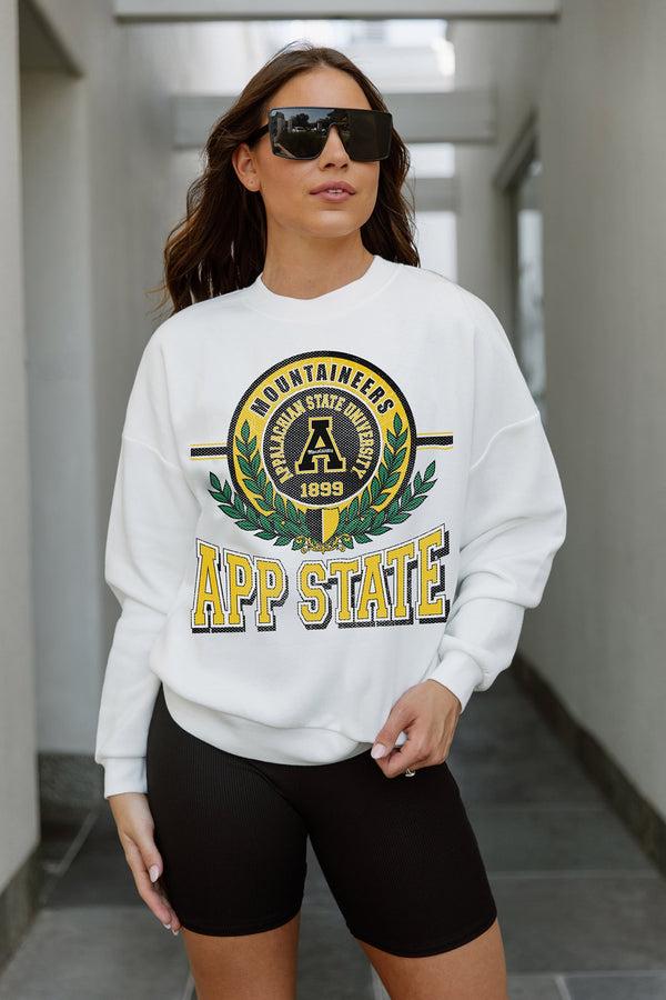 Gameday Couture APPALACHIAN STATE MOUNTAINEERS HOT SHOT PREMIUM FLEECE DROP SHOULDER CREWNECK PULLOVER