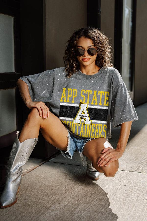 Gameday Couture APPALACHIAN STATE MOUNTAINEERS ON THE BALL MINI RHINESTONE SHORT SLEEVE CLASSIC TEE