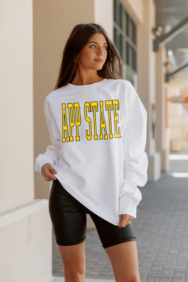 gameday couture APPALACHIAN STATE MOUNTAINEERS Play By Play Crew Fleece By Madi Prewett Troutt