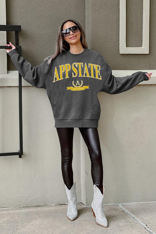 Gameday Couture APPALACHIAN STATE MOUNTAINEERS SEAL THE DEAL PREMIUM FLEECE DROP SHOULDER CREWNECK PULLOVER