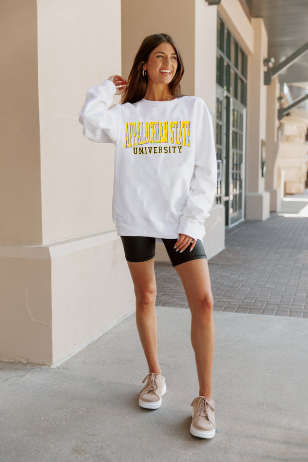 Gameday Couture APPALACHIAN STATE MOUNTAINEERS Work For It Drop-Shoulder Pullover By Madi Prewett Troutt