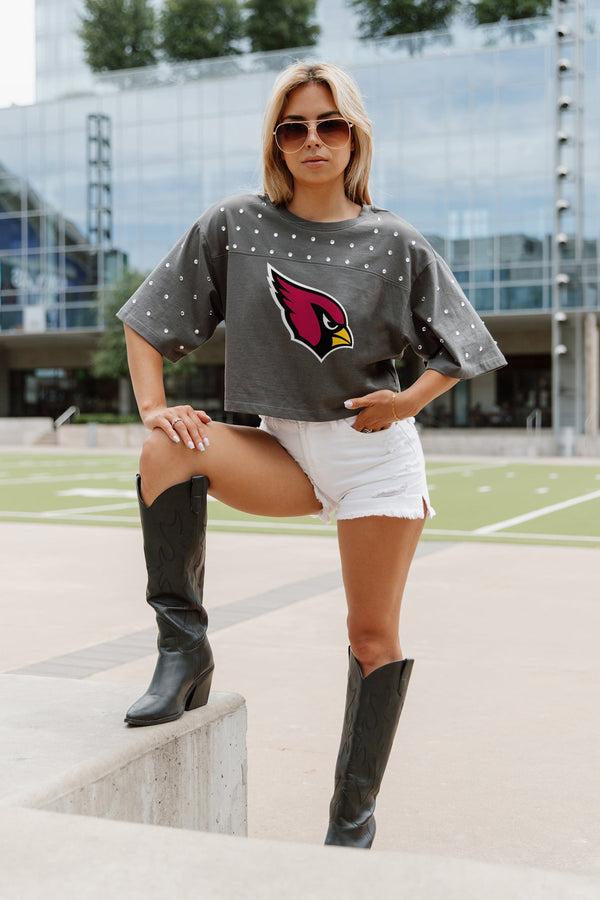 Gameday Couture ARIZONA CARDINALS Making Moves Rhinestone Crop Tee With Yoke
