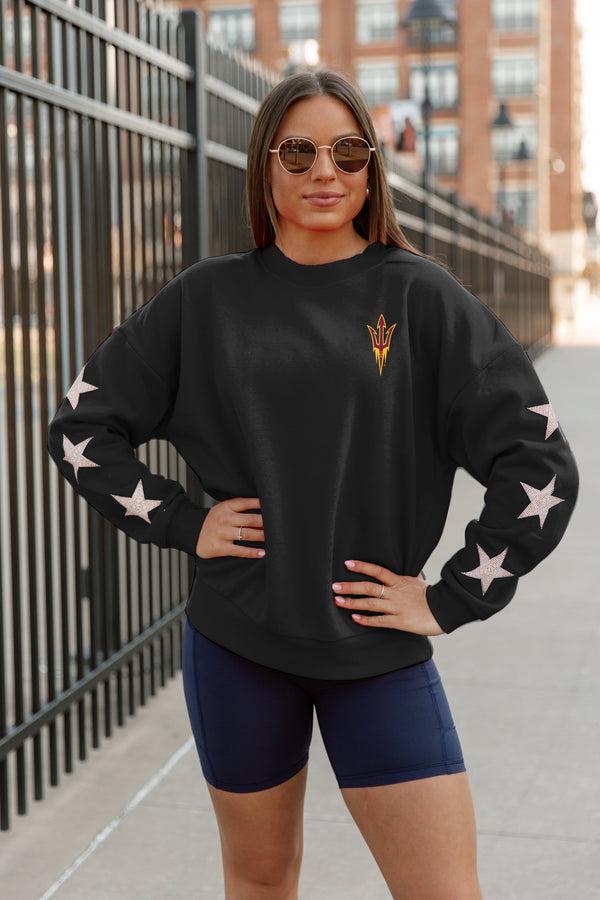 Gameday Couture ARIZONA STATE SUN DEVILS DEDICATION EMBELLISHED STAR SLEEVE CREWNECK PULLOVER