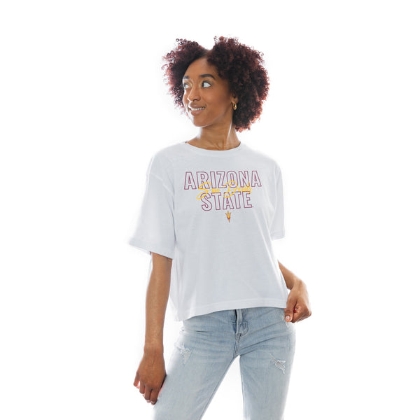 gameday couture ARIZONA STATE SUN DEVILS KEEP PLAYING BOXY FIT WOMEN'S CROP TEE