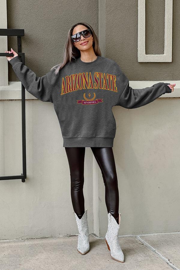 Gameday Couture ARIZONA STATE SUN DEVILS SEAL THE DEAL PREMIUM FLEECE DROP SHOULDER CREWNECK PULLOVER