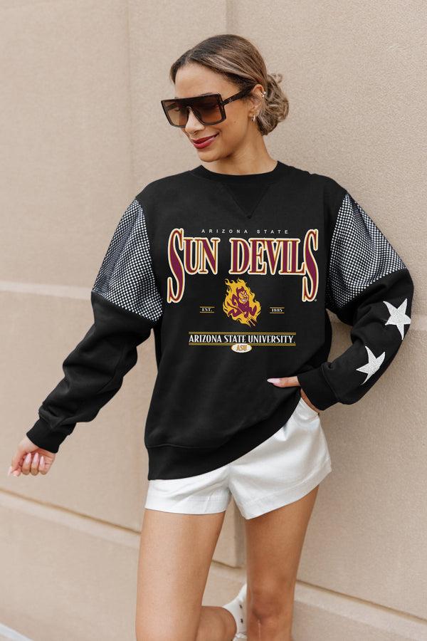 Gameday Couture ARIZONA STATE SUN DEVILS SHINING SPIRIT CREWNECK FLEECE WITH JERSEY MESH CONTRAST SHOULDER SWEATSHIRT