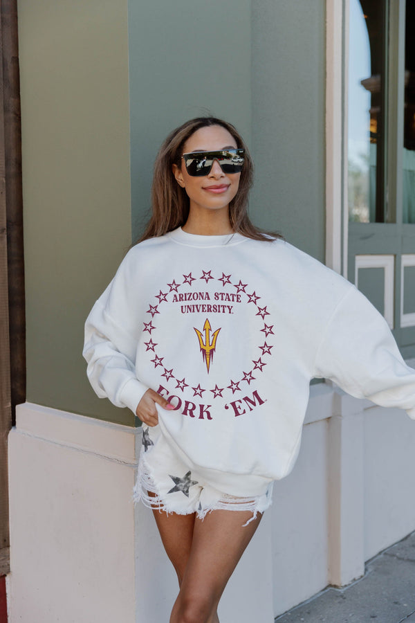 Gameday Couture ARIZONA STATE SUN DEVILS SUPERSTAR PREMIUM FLEECE DROP SHOULDER CREWNECK PULLOVER