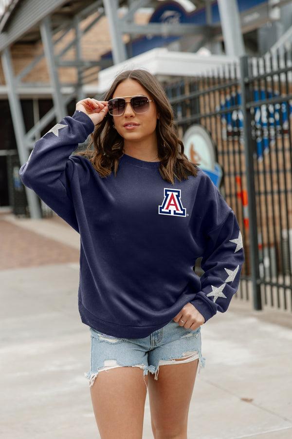 Gameday Couture ARIZONA WILDCATS DEDICATION EMBELLISHED STAR SLEEVE CREWNECK PULLOVER