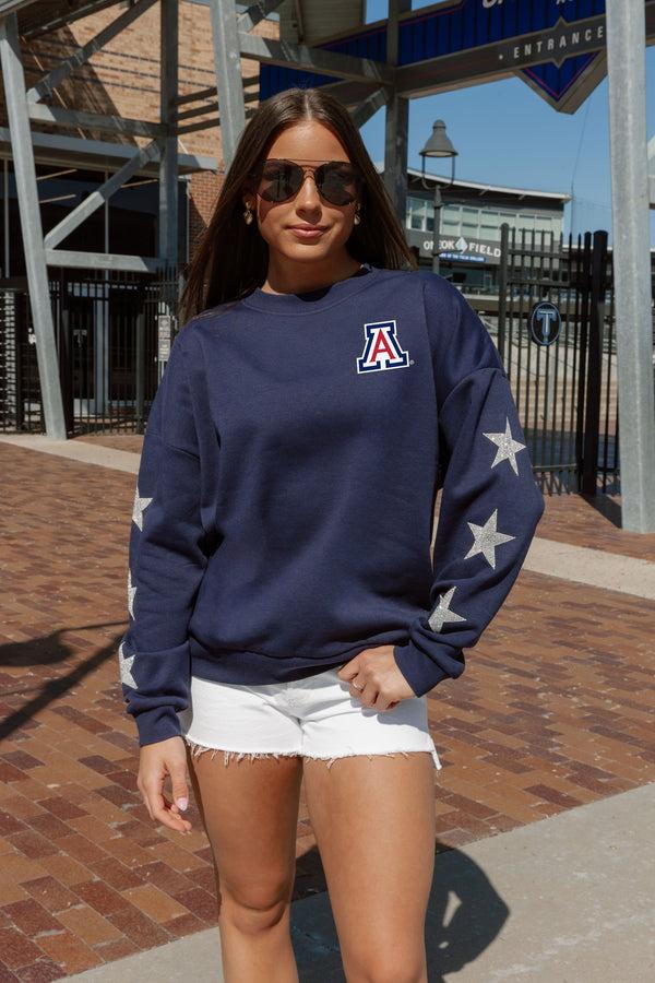 gameday couture ARIZONA WILDCATS DEDICATION EMBELLISHED STAR SLEEVE CREWNECK PULLOVER