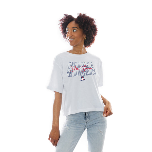 gameday couture ARIZONA WILDCATS KEEP PLAYING BOXY FIT WOMEN'S CROP TEE