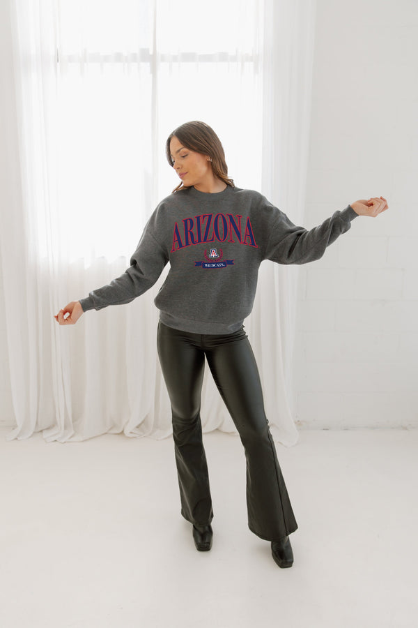 Gameday Couture ARIZONA WILDCATS SEAL THE DEAL PREMIUM FLEECE DROP SHOULDER CREWNECK PULLOVER