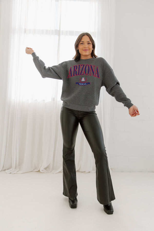 Gameday Couture ARIZONA WILDCATS SEAL THE DEAL PREMIUM FLEECE DROP SHOULDER CREWNECK PULLOVER