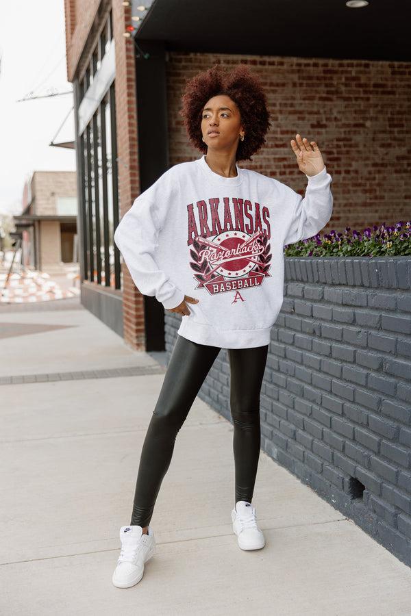 Gameday Couture ARKANSAS RAZORBACKS BASES LOADED PREMIUM FLEECE DROP SHOULDER CREWNECK PULLOVER