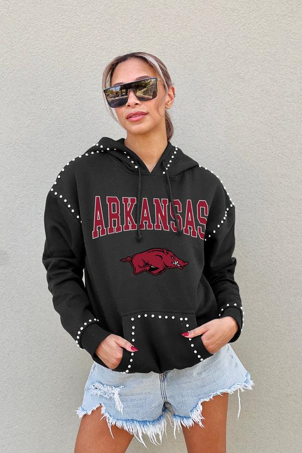 Gameday Couture ARKANSAS RAZORBACKS BELLE OF THE BALL STUDDED DETAIL FLEECE FRONT POCKET HOODIE