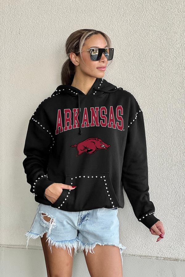 Gameday Couture ARKANSAS RAZORBACKS BELLE OF THE BALL STUDDED DETAIL FLEECE FRONT POCKET HOODIE