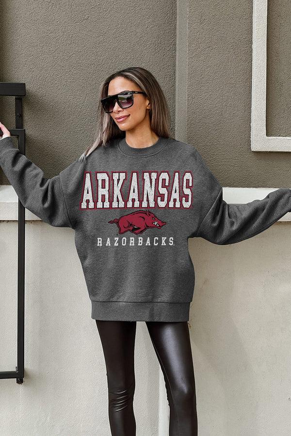 Gameday Couture ARKANSAS RAZORBACKS EASY STREET PREMIUM FLEECE DROP SHOULDER CREWNECK PULLOVER