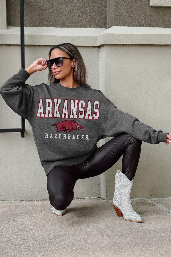 Gameday Couture ARKANSAS RAZORBACKS EASY STREET PREMIUM FLEECE DROP SHOULDER CREWNECK PULLOVER