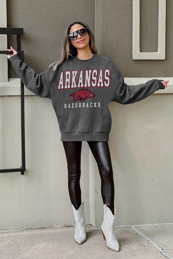 gameday couture ARKANSAS RAZORBACKS EASY STREET PREMIUM FLEECE DROP SHOULDER CREWNECK PULLOVER