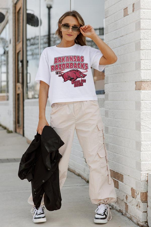 Gameday Couture ARKANSAS RAZORBACKS GAMEDAY GOALS BOXY FIT WOMEN'S CROP TEE