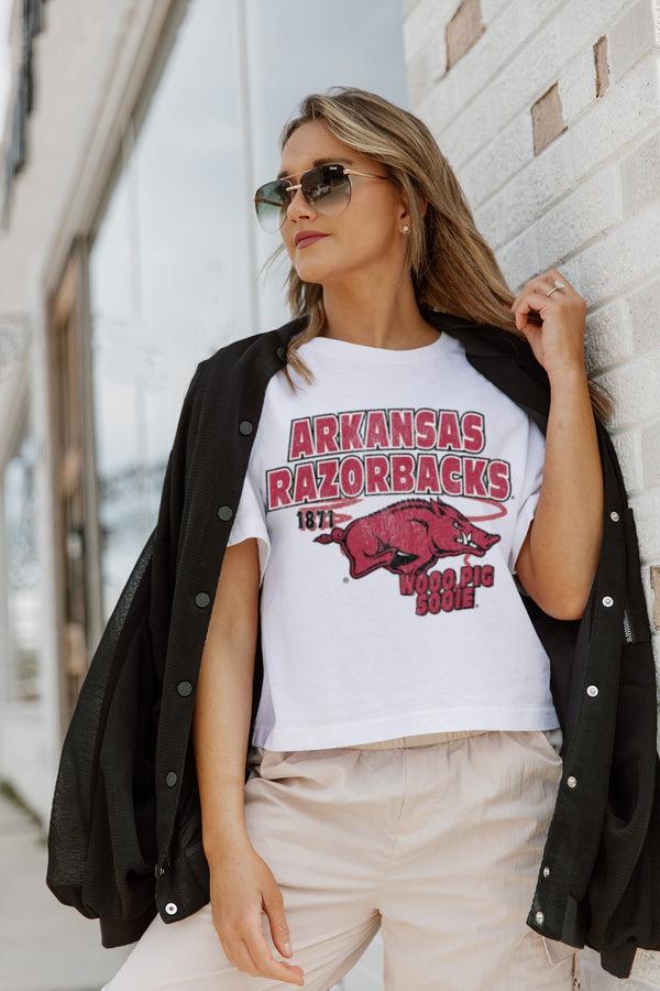 Gameday Couture ARKANSAS RAZORBACKS GAMEDAY GOALS BOXY FIT WOMEN'S CROP TEE