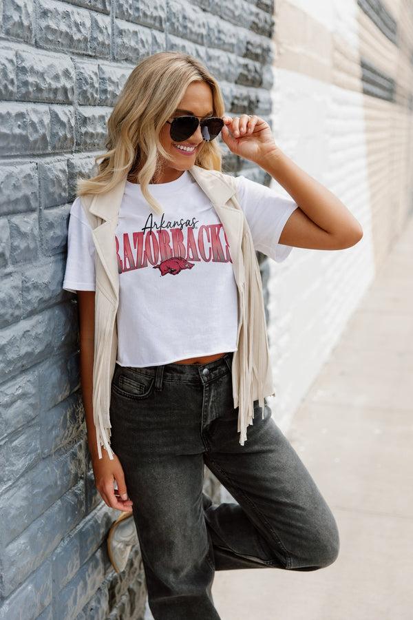 Gameday Couture ARKANSAS RAZORBACKS GO THE DISTANCE CLASSIC CROP TEE