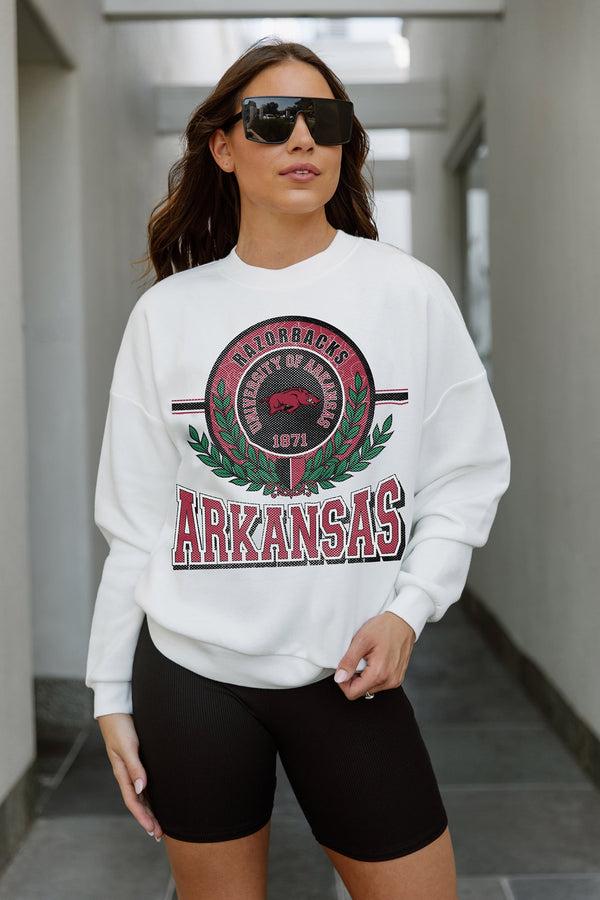 Gameday Couture ARKANSAS RAZORBACKS HOT SHOT PREMIUM FLEECE DROP SHOULDER CREWNECK PULLOVER