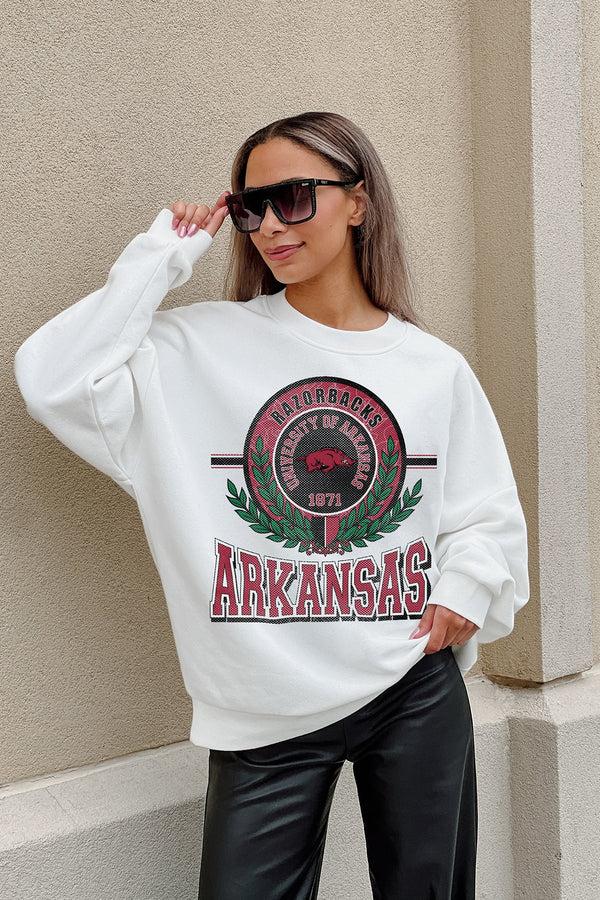 Gameday Couture ARKANSAS RAZORBACKS HOT SHOT PREMIUM FLEECE DROP SHOULDER CREWNECK PULLOVER