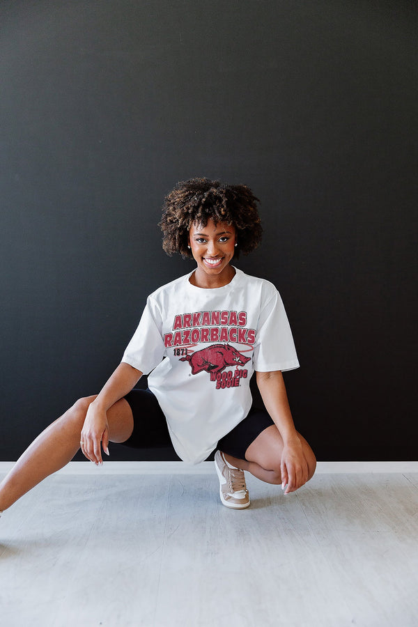 Gameday Couture ARKANSAS RAZORBACKS IN THE LEAD OVERSIZED CREWNECK TEE