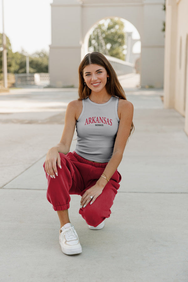 gameday couture ARKANSAS RAZORBACKS Play The Field Ribbed Crop Tank By Madi Prewett Troutt