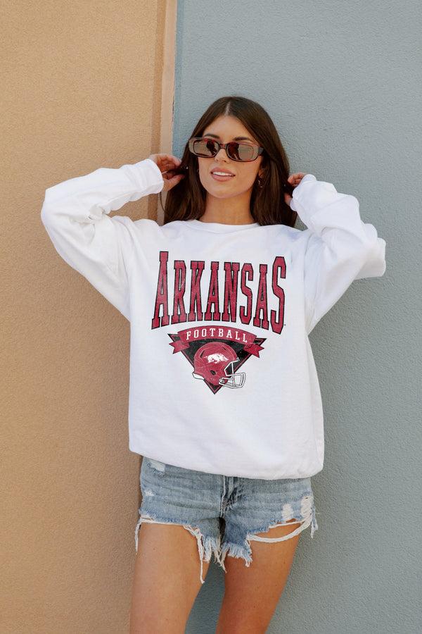 gameday couture ARKANSAS RAZORBACKS Slow Motion Crew Fleece Pullover By Madi Prewett Troutt