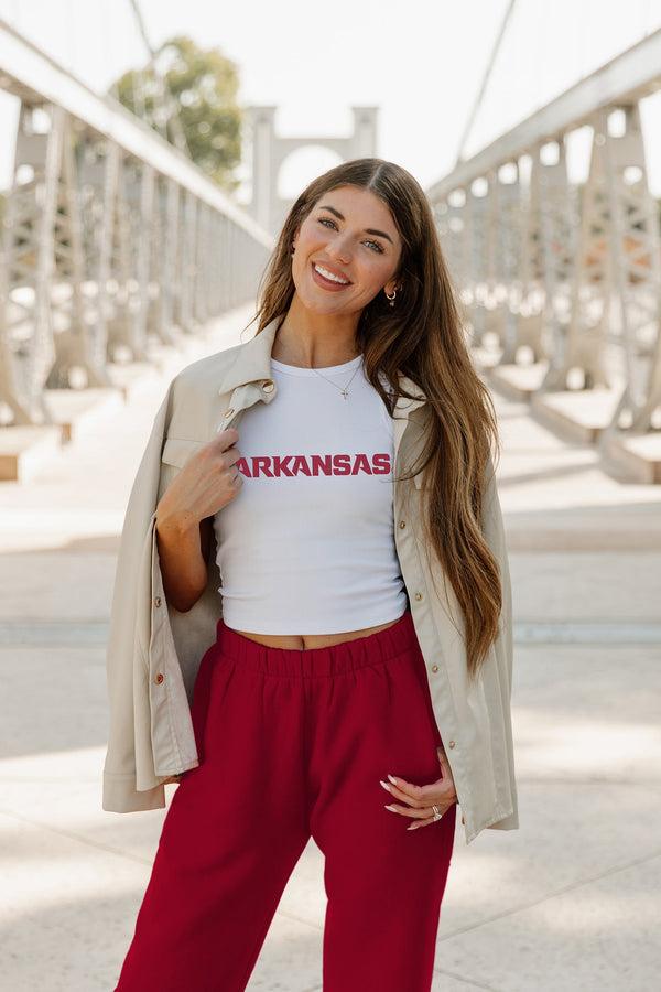 gameday couture ARKANSAS RAZORBACKS Weekend Goals Ribbed Crop Tank By Madi Prewett Troutt