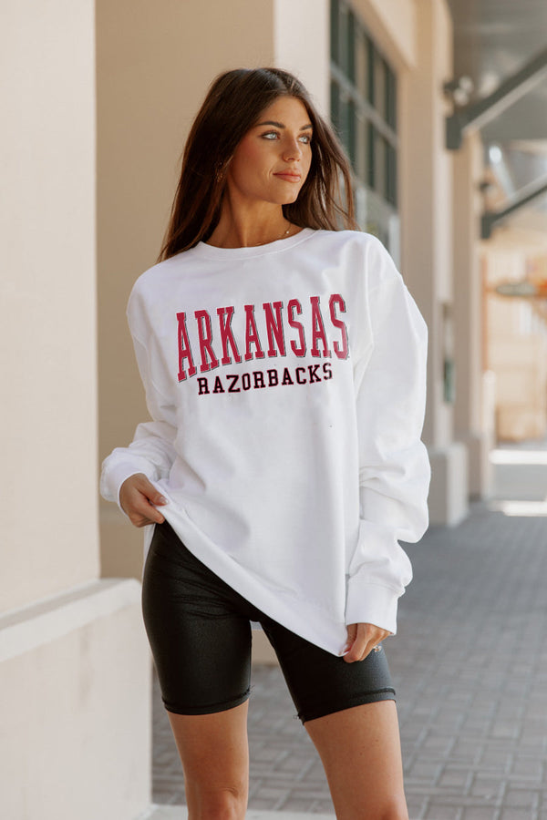 gameday couture ARKANSAS RAZORBACKS Work For It Drop-Shoulder Pullover By Madi Prewett Troutt