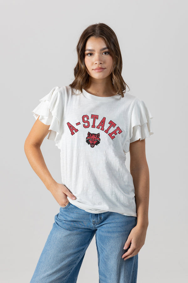 gameday couture ARKANSAS STATE RED WOLVES All In To Win Flutter Crewneck Top