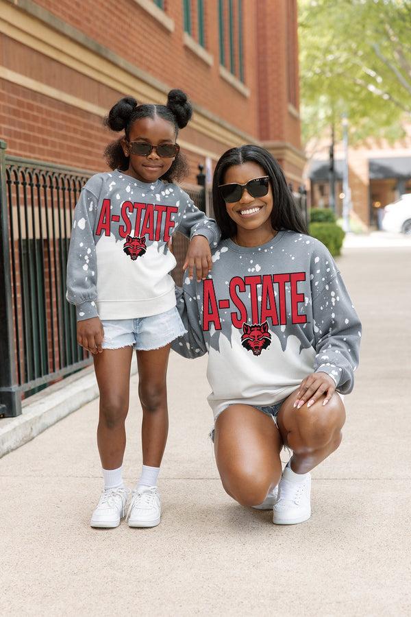 Gameday Couture ARKANSAS STATE RED WOLVES CASUAL FAN KIDS FADED WASH CREWNECK PULLOVER