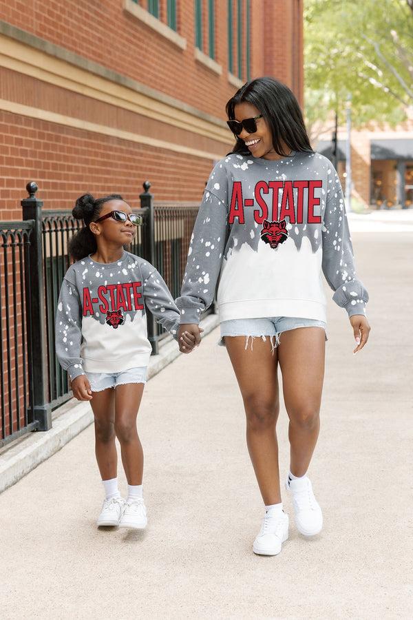 Gameday Couture ARKANSAS STATE RED WOLVES CASUAL FAN KIDS FADED WASH CREWNECK PULLOVER