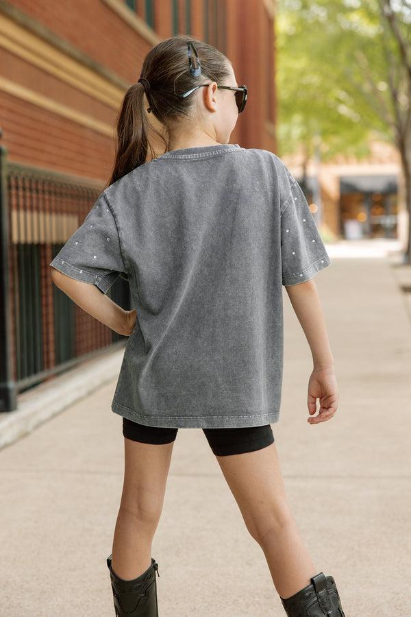 Gameday Couture ARKANSAS STATE RED WOLVES ON THE BALL KIDS MINI RHINESTONE OVERSIZED TEE