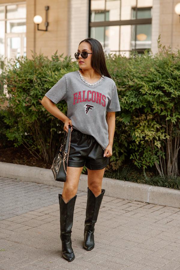 Gameday Couture ATLANTA FALCONS ICONIC EDGE RHINESTONE TRIM V-NECK TEE