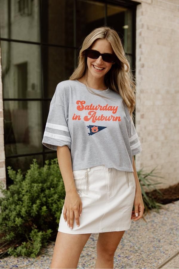 Gameday Couture AUBURN TIGERS On Location Drop-Shoulder Mid-Crop Tee