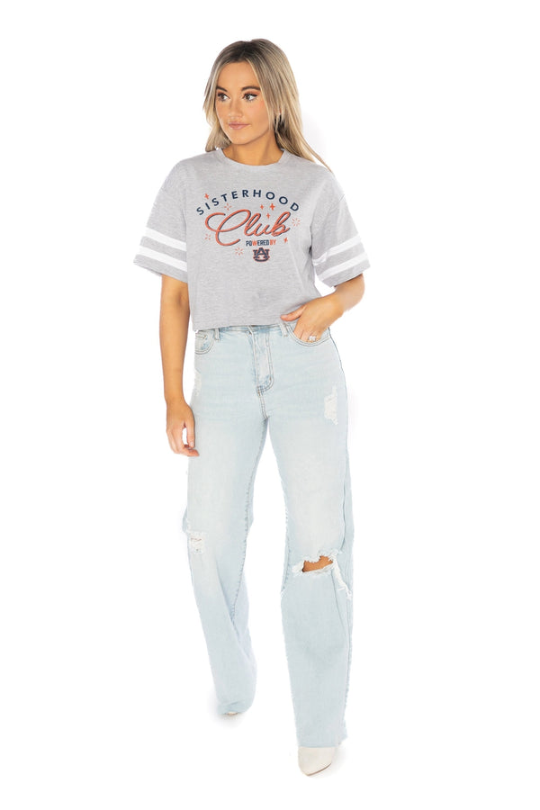gameday couture AUBURN TIGERS Sisterhood Club Drop-Shoulder Mid-Crop Tee