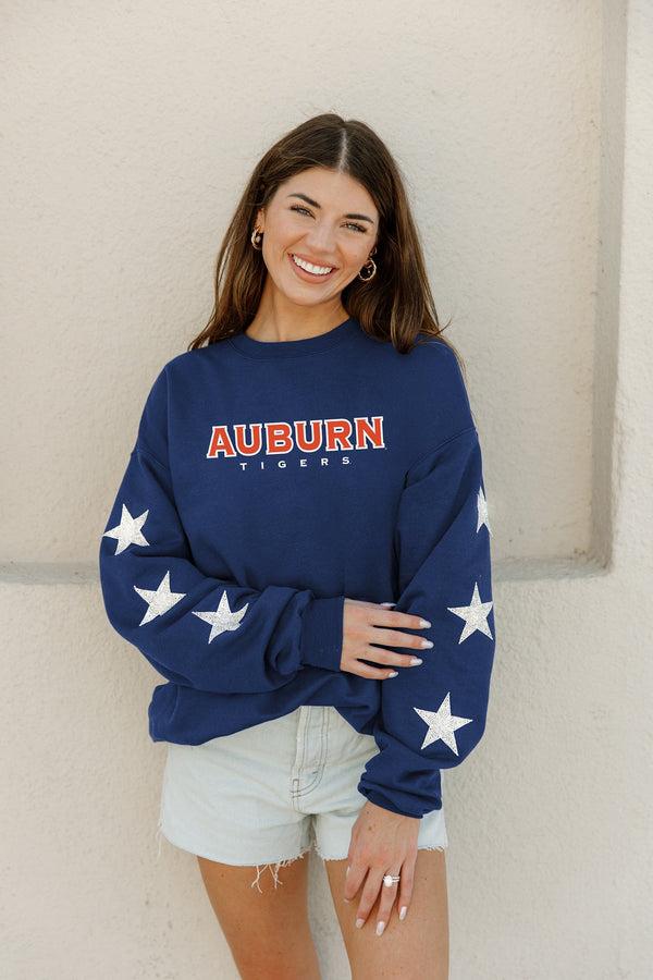 gameday couture AUBURN TIGERS Six Stars Embellished-Sleeve Pullover By Madi Prewett Troutt