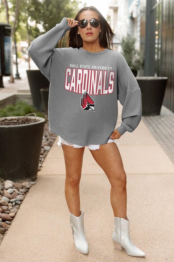 Gameday Couture BALL STATE CARDINALS PURE MOTION VINTAGE WASH CORDED PULLOVER