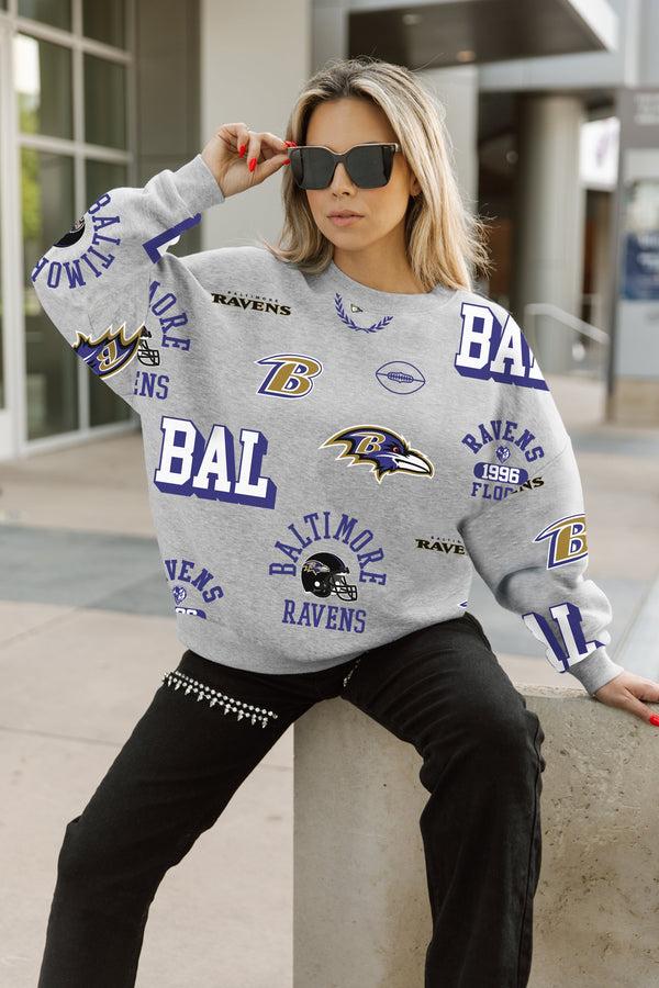 Gameday Couture BALTIMORE RAVENS ALWAYS ON REPEAT PREMIUM FLEECE CREW SWEATSHIRT