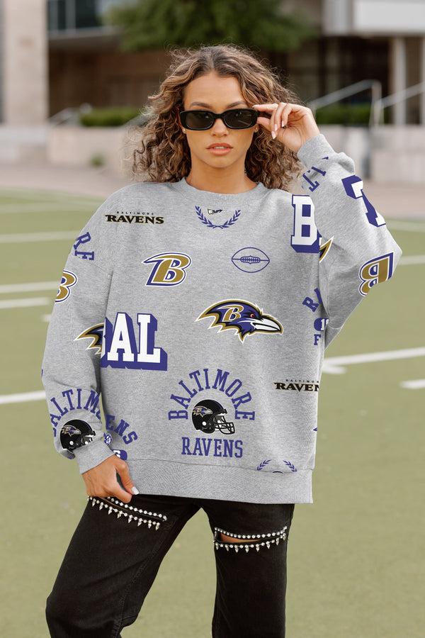 Gameday Couture BALTIMORE RAVENS ALWAYS ON REPEAT PREMIUM FLEECE CREW SWEATSHIRT
